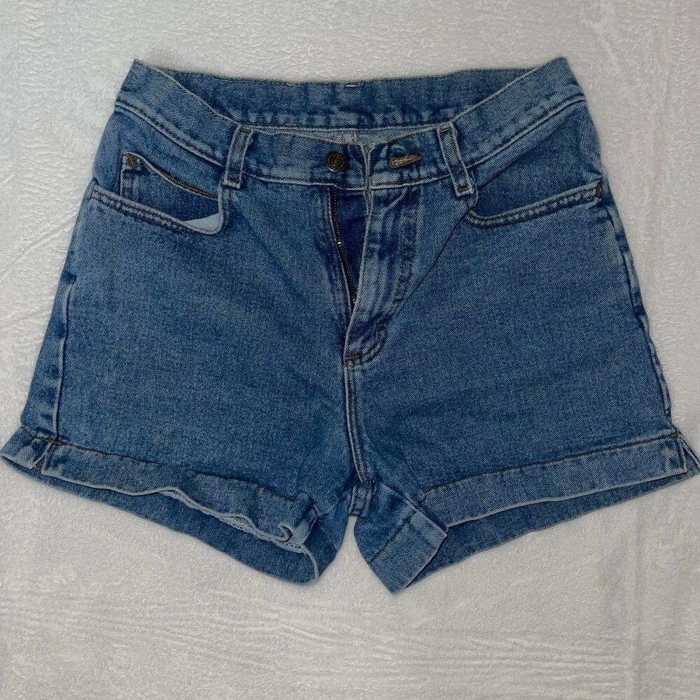 Lee Jean Short Women 26x12 Blue Denim Regular Fit Pockets High Rise Cut Off